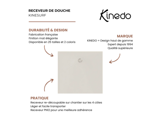 Vente Unique Receveur KINEDO Kinesurf Nova 180X90 Lin Mat