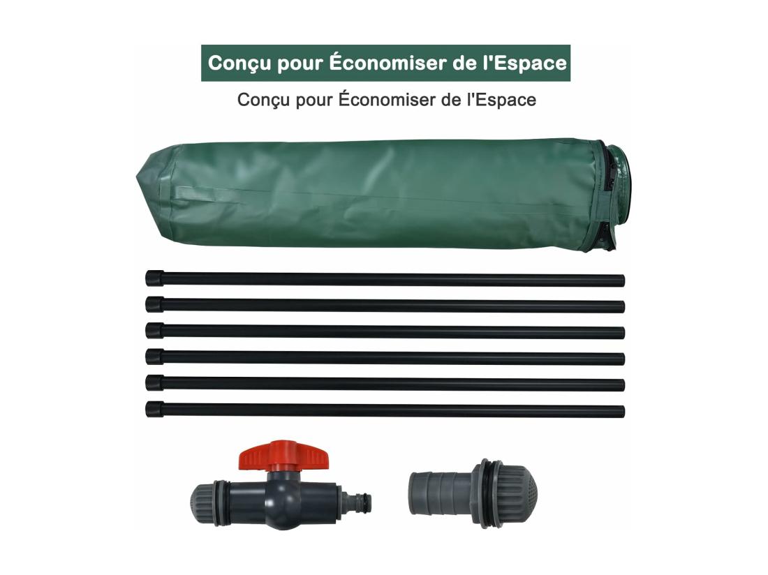 Vente Unique Récupérateur D’Eau De Pluie 225L -Pliable Réservoir à Eau Filtre Ø60 X 80 Cm Vert