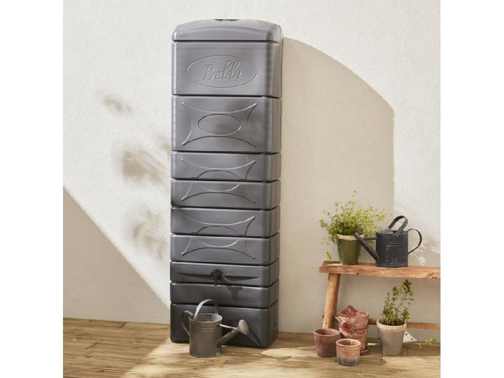 Vente Unique Récupérateur D'eau Mural Chastang 300L Anthracite Avec Kit Raccord Chéneau Inclus
