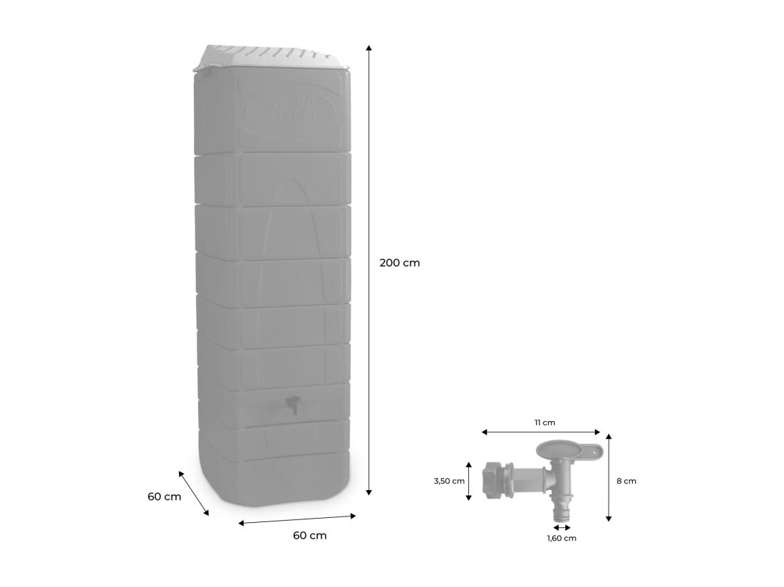 Vente Unique Récupérateur D'eau Mural Naussac 650L Beige Avec Kit Raccord Chéneau Inclus