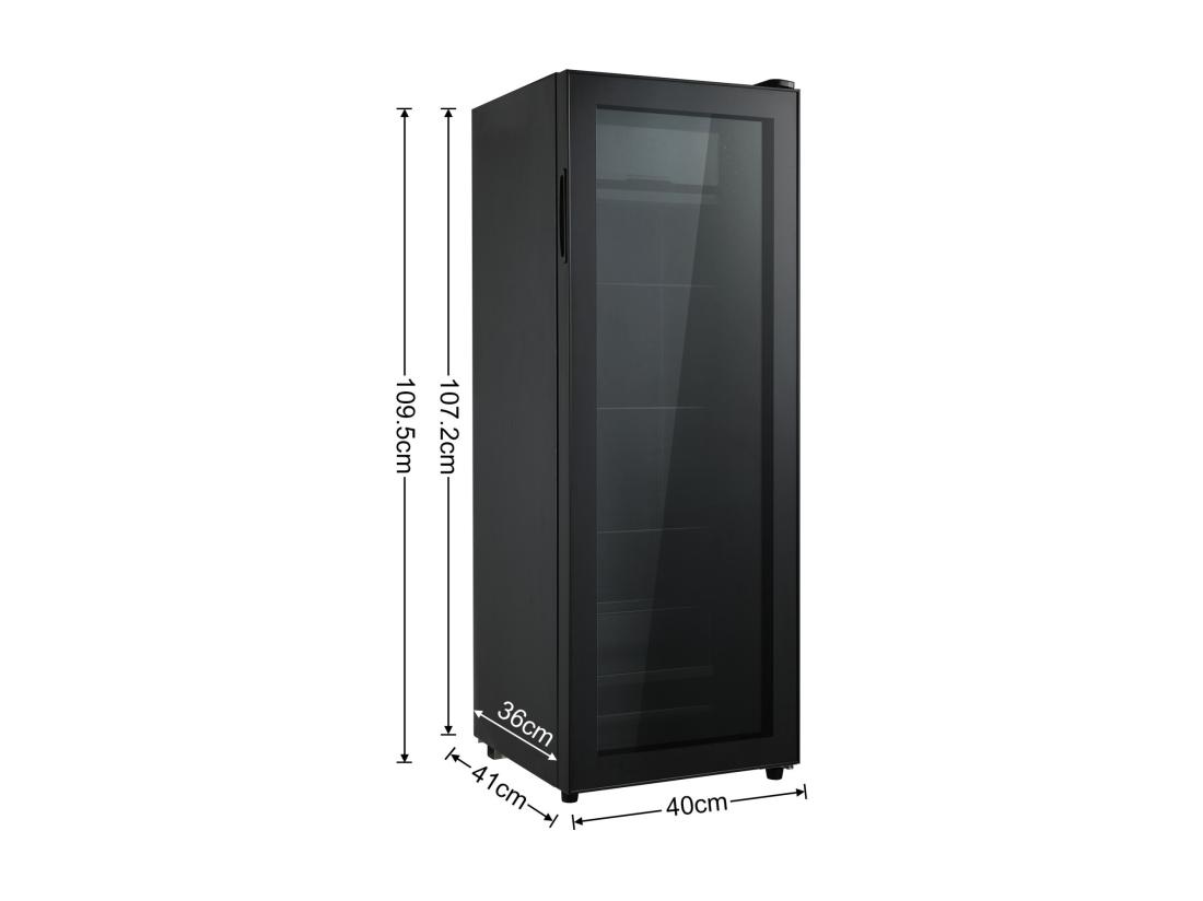 Vente Unique Réfrigérateur 128L Avec 3 étagères Réglables Et Porte En Verre -10°C à 10°C 90 KWh/an Efficacité énergétique F 40x41x109.5cm