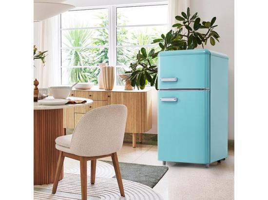 Vente Unique Réfrigérateur à Double Porte Avec Pieds Réglables Et Roulettes - 72L - 120kWh/an - Faible Niveau Sonore De 39 DB - Classe E - 45x44x91cm