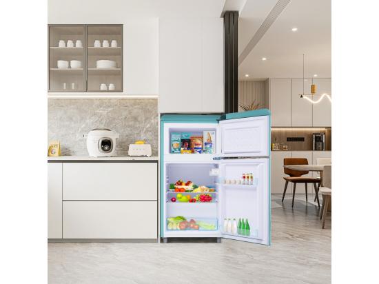 Vente Unique Réfrigérateur à Double Porte Avec Pieds Réglables Et Roulettes - 72L - 120kWh/an - Faible Niveau Sonore De 39 DB - Classe E - 45x44x91cm