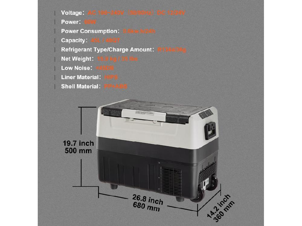 Vente Unique Réfrigérateur De Voiture SucceBuy 45L Double Zone Compresseur Portable Usage Voiture/Maison