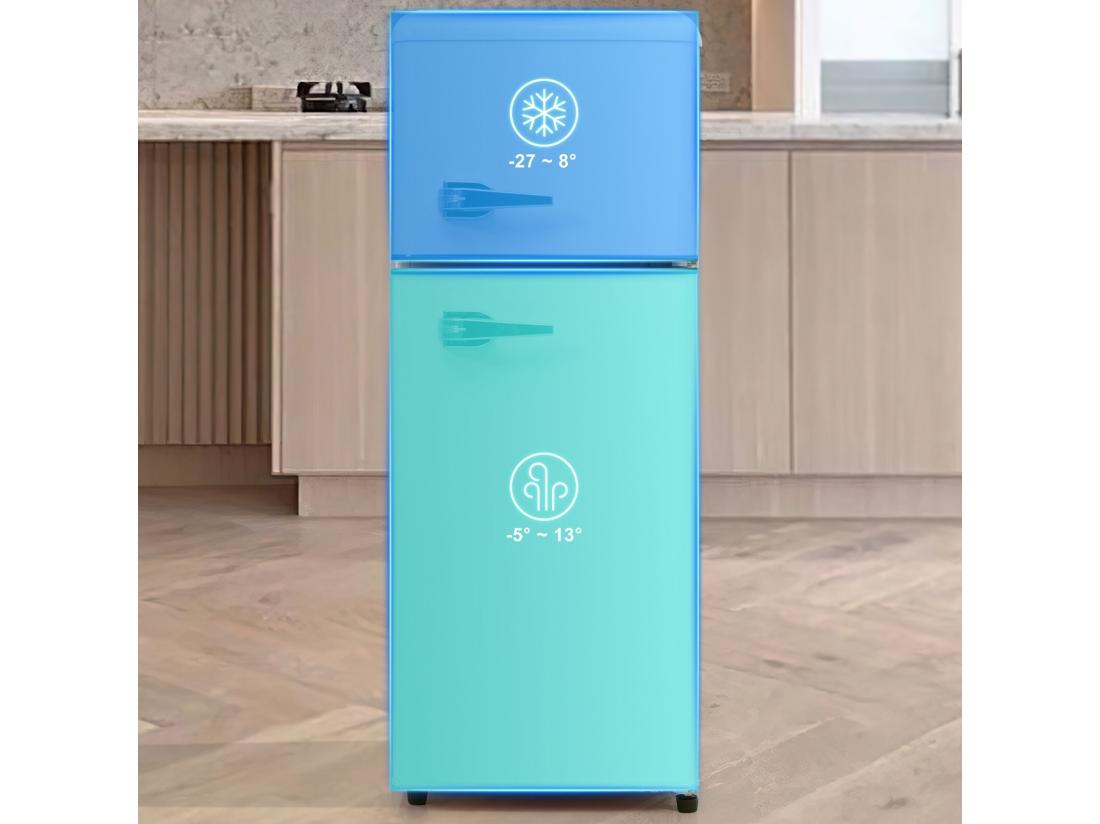 Vente Unique Réfrigérateur Deux Portes 28L + 64L Avec 3 étagères Et LED -27°C à 13°C 116 KWh/an Efficacité énergétique D