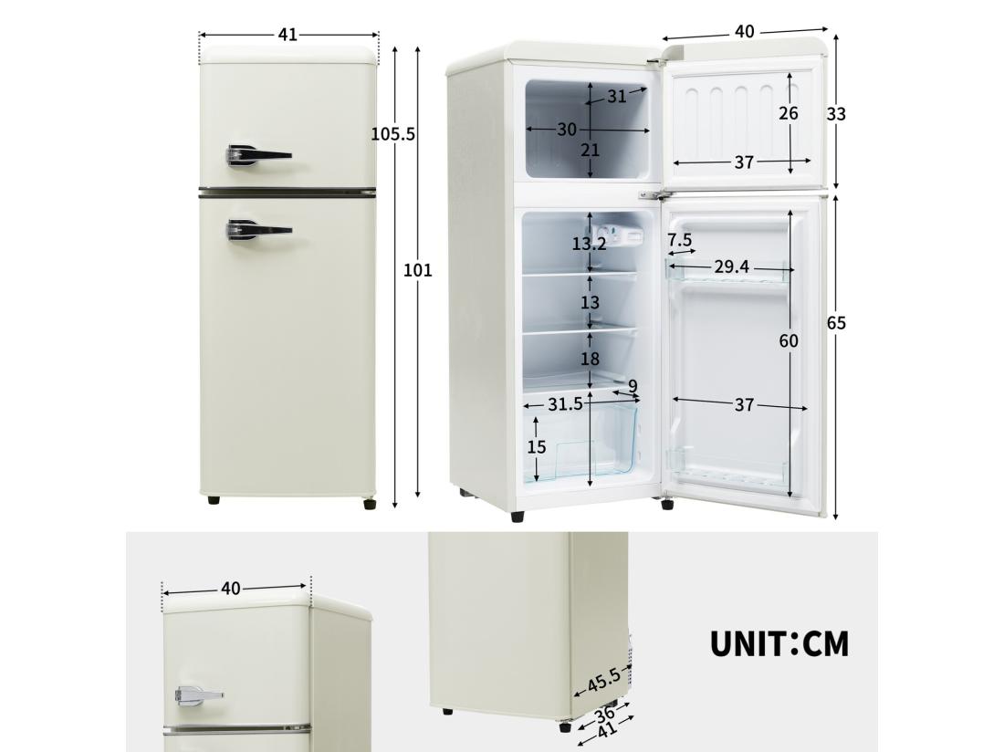 Vente Unique Réfrigérateur Deux Portes 28L + 64L Avec 3 étagères Et LED -27°C à 13°C 116 KWh/an Efficacité énergétique D