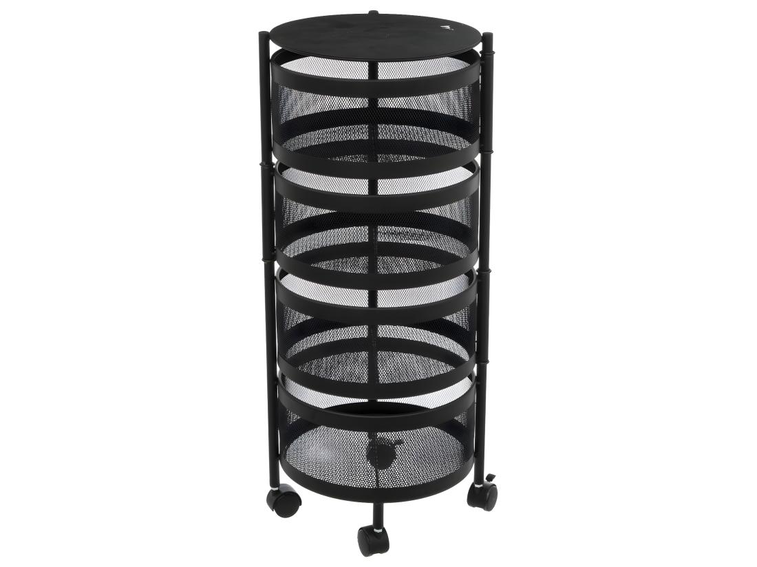 Vente Unique Resserre De Cuisine 4 Paniers Rotatifs Sur Roues En Métal Noir H 76 Cm