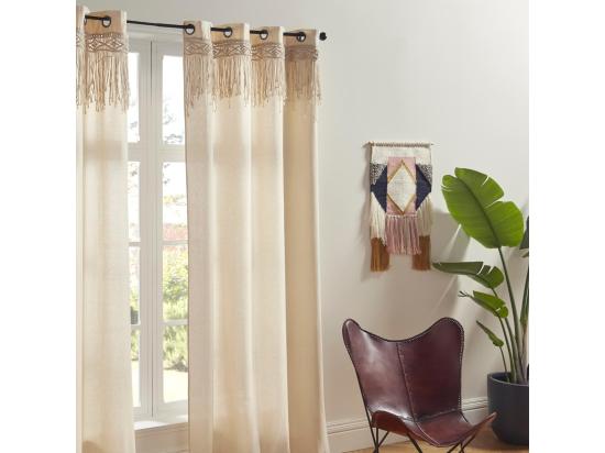 Vente Unique Rideau à œillets Macramé En Coton 140 X 260 Cm