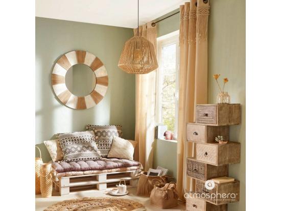 Vente Unique Rideau à œillets Macramé En Coton 140 X 260 Cm