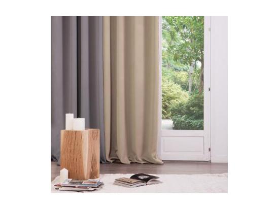 Vente Unique Rideau à œillets Occultant Beige Lin 140 X 260 Cm