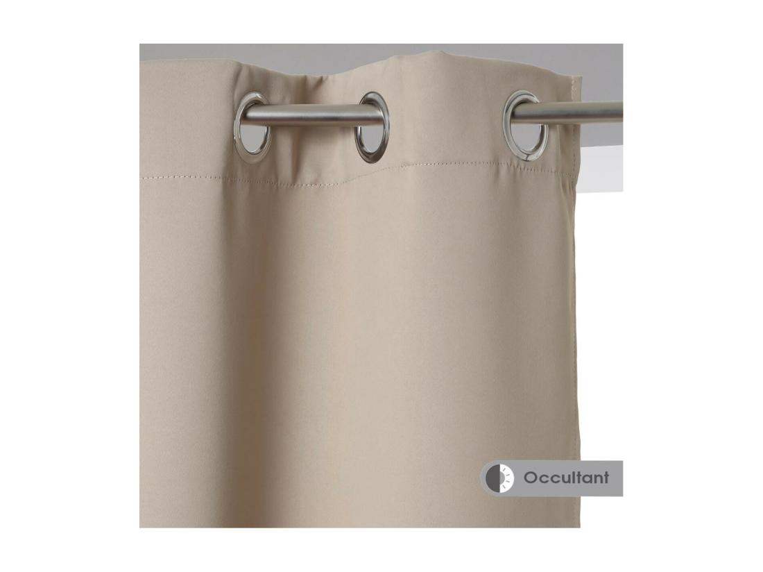 vente unique Rideau à œillets Occultant Beige Lin 140 x 260 cm