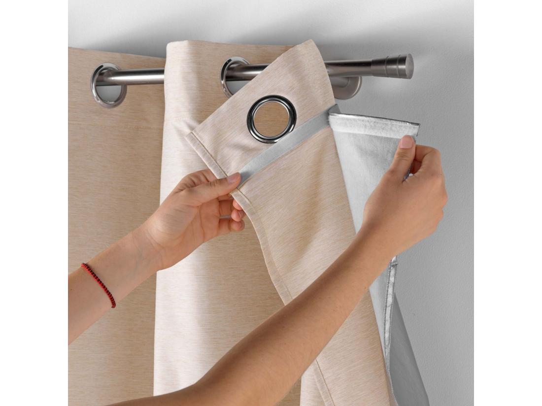Vente Unique Rideau Occultant Thermique "Coverline" 140x260cm Beige