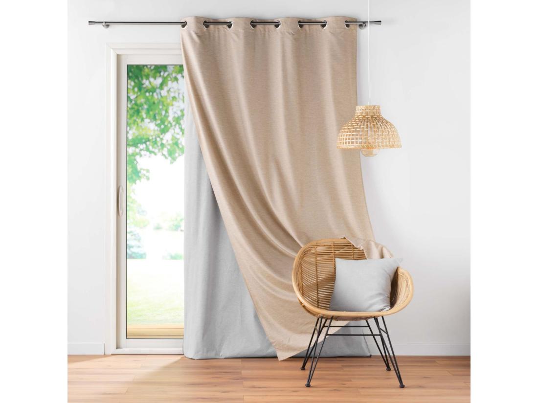 vente unique Rideau Occultant Thermique "Coverline" 140x260cm Beige