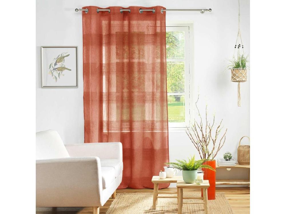 Vente Unique Rideau Voilage à Œillets "Terraza" 140x240cm Terracotta