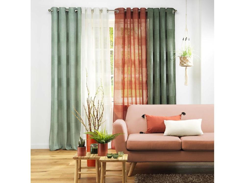 Vente Unique Rideau Voilage à Œillets "Terraza" 140x240cm Terracotta