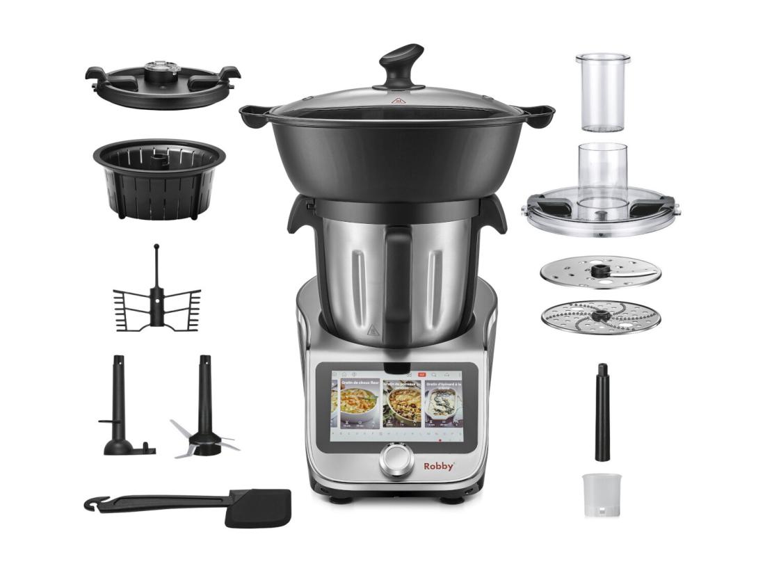 Vente Unique Robby Robot Cuiseur Multifonctions Connecté Avec Bol Xl Balance Intégrée Et Grand écran Tactile +750 Recettes - Robicook Xl