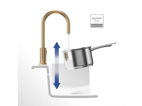 Vente Unique Robinet Cuisine VILLEROY ET BOCH Umbrella Flex Or Mat