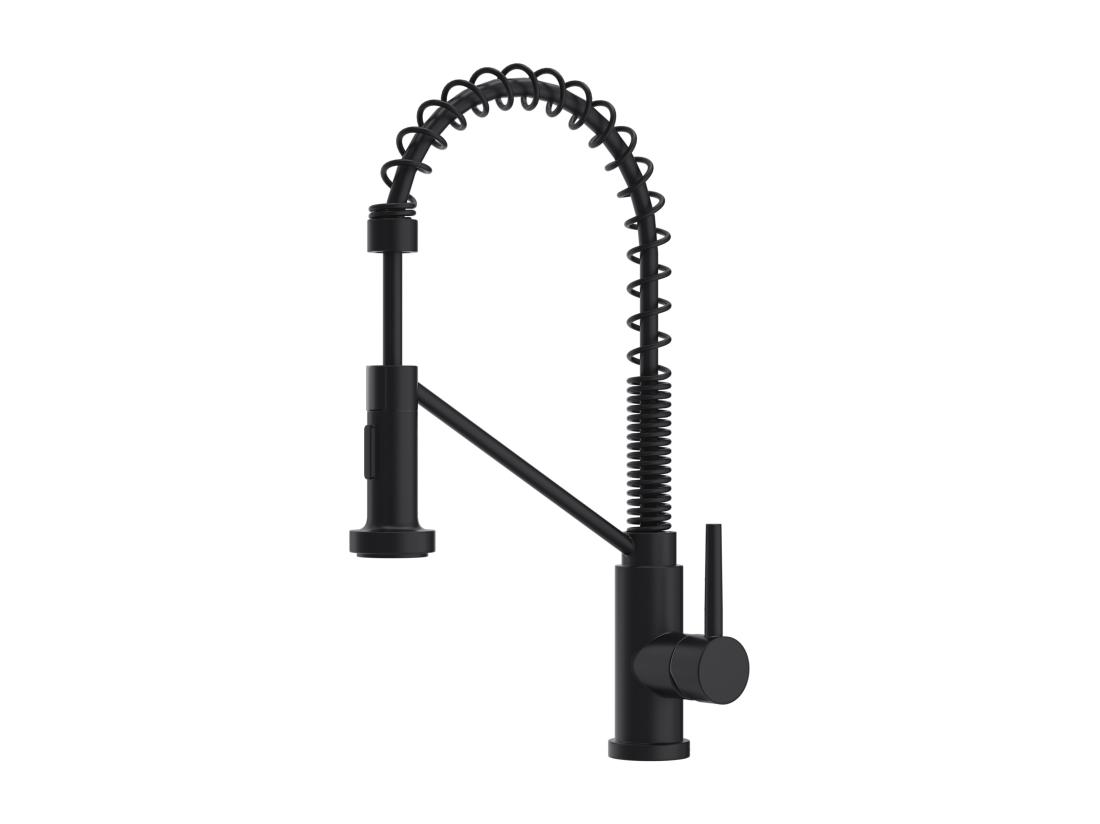 Vente Unique Robinet De Cuisine Avec Douchette Extractible En Acier Inoxydable - Noir Mat - ROFLEX