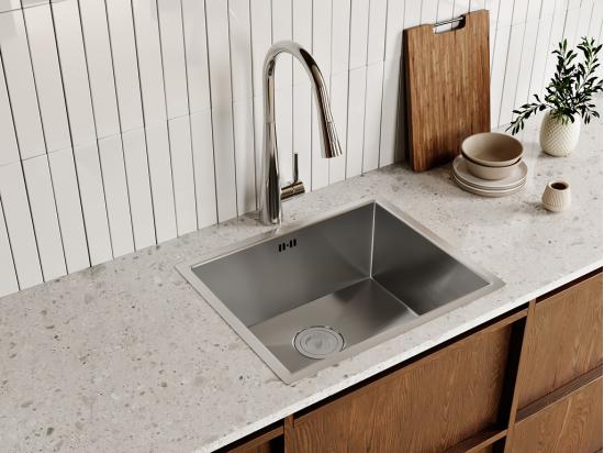 vente unique Robinet de cuisine avec douchette extractible en acier inoxydable - Chromé - RONA