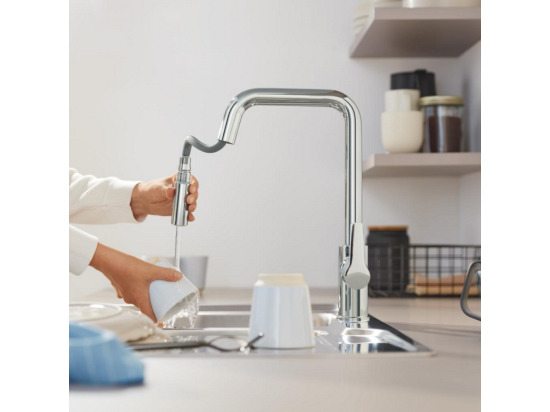 Vente Unique Robinet De Cuisine Avec Douchette GROHE Start Bec Haut Chromé 2 Jets