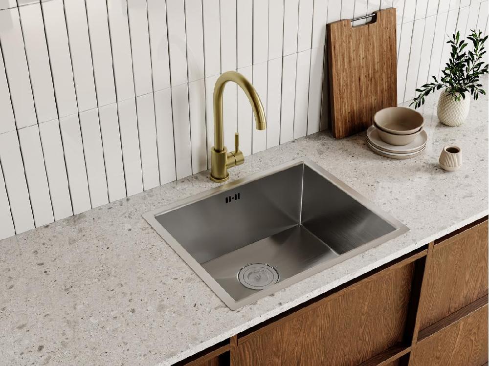 vente unique Robinet de cuisine en acier inoxydable - Doré - ROMILY