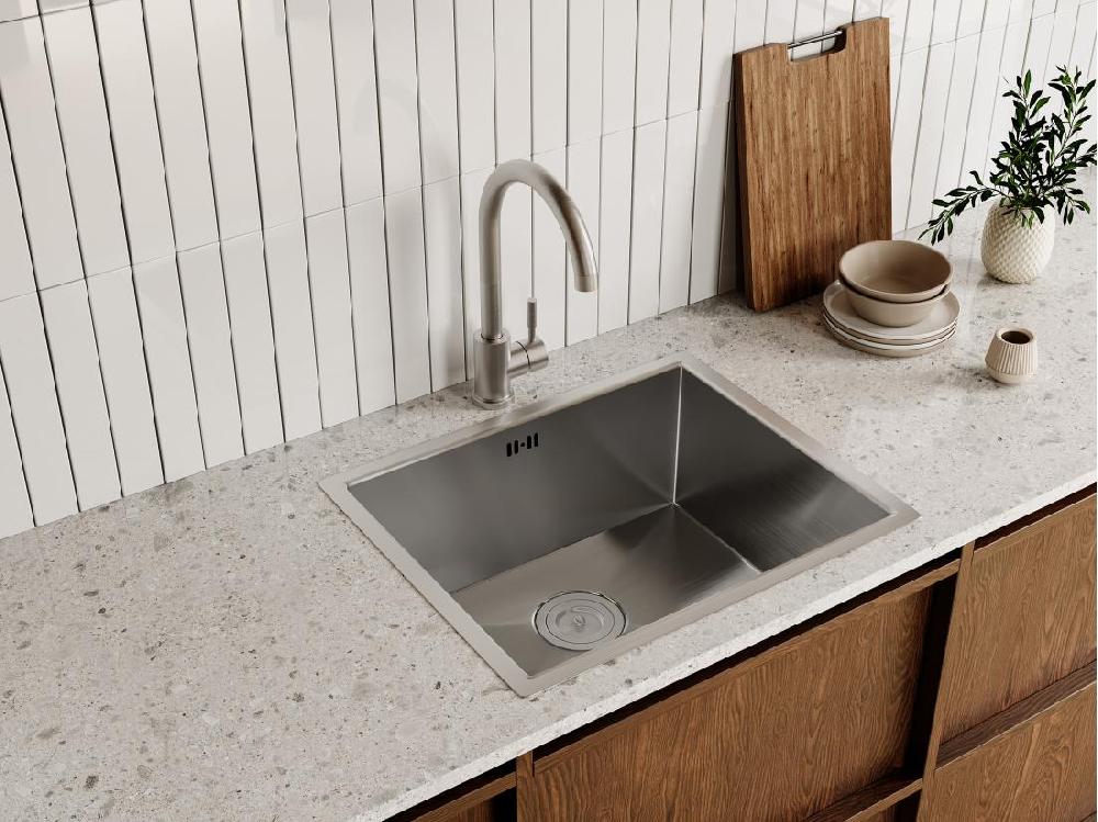 vente unique Robinet de cuisine en acier inoxydable - Gris - ROMILY