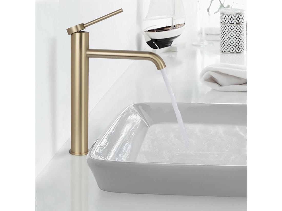 Vente Unique Robinet De Lavabo Rea Js-B311-1Bg Clif High Brush Gold
