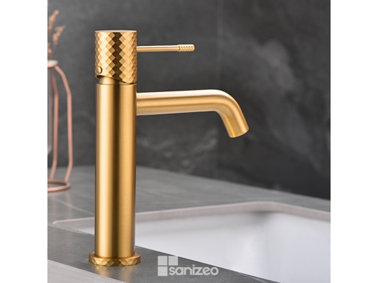 Vente Unique Robinet Mitigeur De Lavabo Anti-calcaire Bec Bas Or Brossé IMEX GENOVA BDG053-1OC