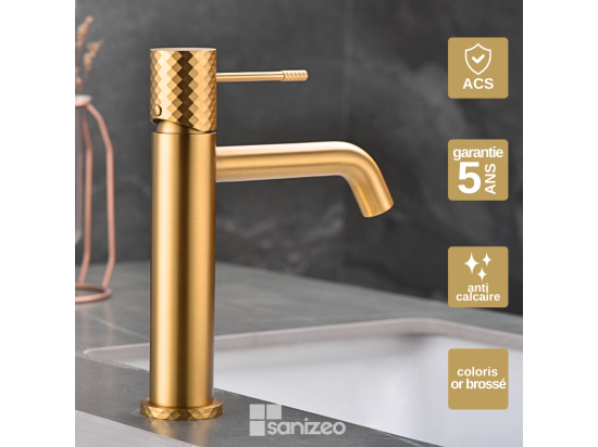 vente unique Robinet Mitigeur de Lavabo anti-calcaire Bec Bas Or Brossé IMEX GENOVA BDG053-1OC