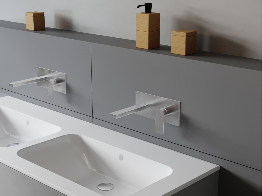 vente unique Robinet mitigeur mécanique à encastrer carré - Couleur nickel brossé - VISTULA