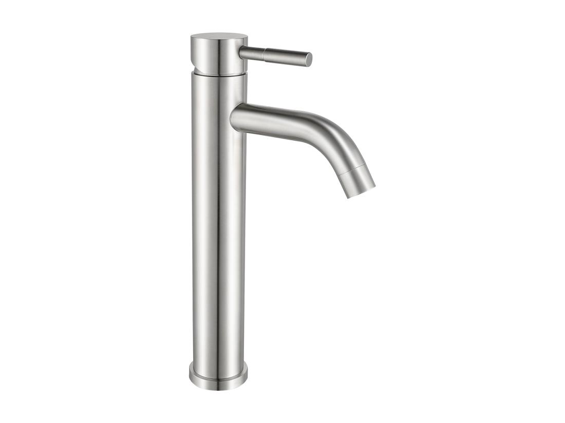 Vente Unique Robinet Mitigeur Mécanique Arrondi En Inox - Coloris Nickel Brossé - H29 6 Cm - SALAVAN