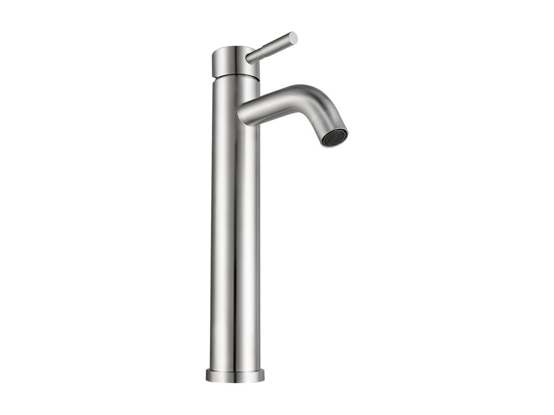 Vente Unique Robinet Mitigeur Mécanique Arrondi En Inox - Coloris Nickel Brossé - H29 6 Cm - SALAVAN