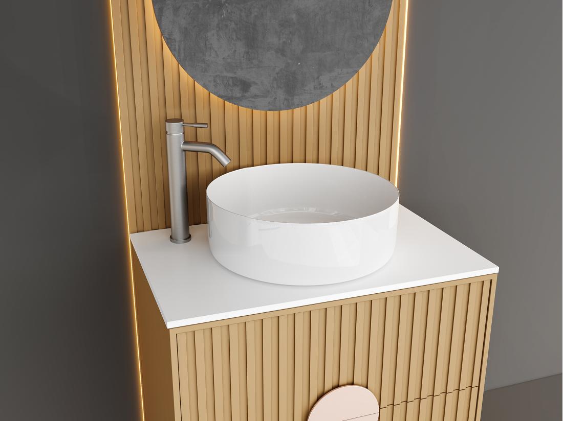 vente unique Robinet mitigeur mécanique arrondi en inox - Coloris nickel brossé - H29 6 cm - SALAVAN