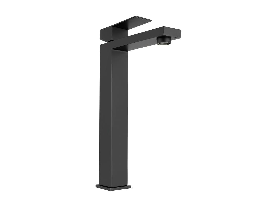 Vente Unique Robinet Mitigeur Mécanique Carré En Inox Brossé - Noir Mat - H31 Cm - CANILAS