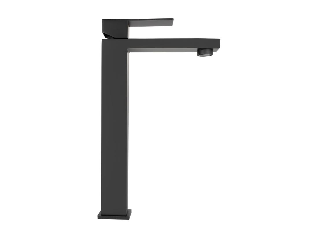 Vente Unique Robinet Mitigeur Mécanique Carré En Inox Brossé - Noir Mat - H31 Cm - CANILAS