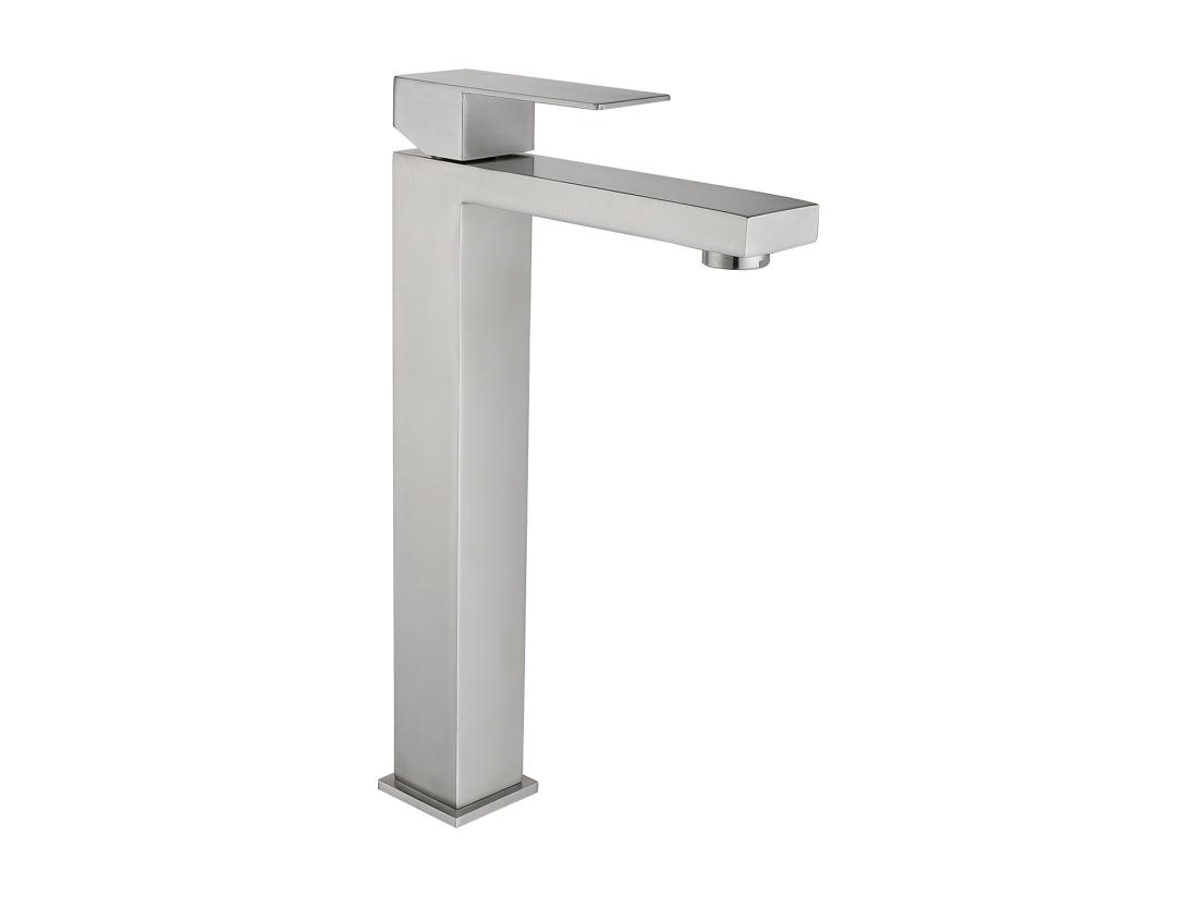 Vente Unique Robinet Mitigeur Mécanique Carré En Inox - Coloris Nickel Brossé - H31 Cm - CANILAS