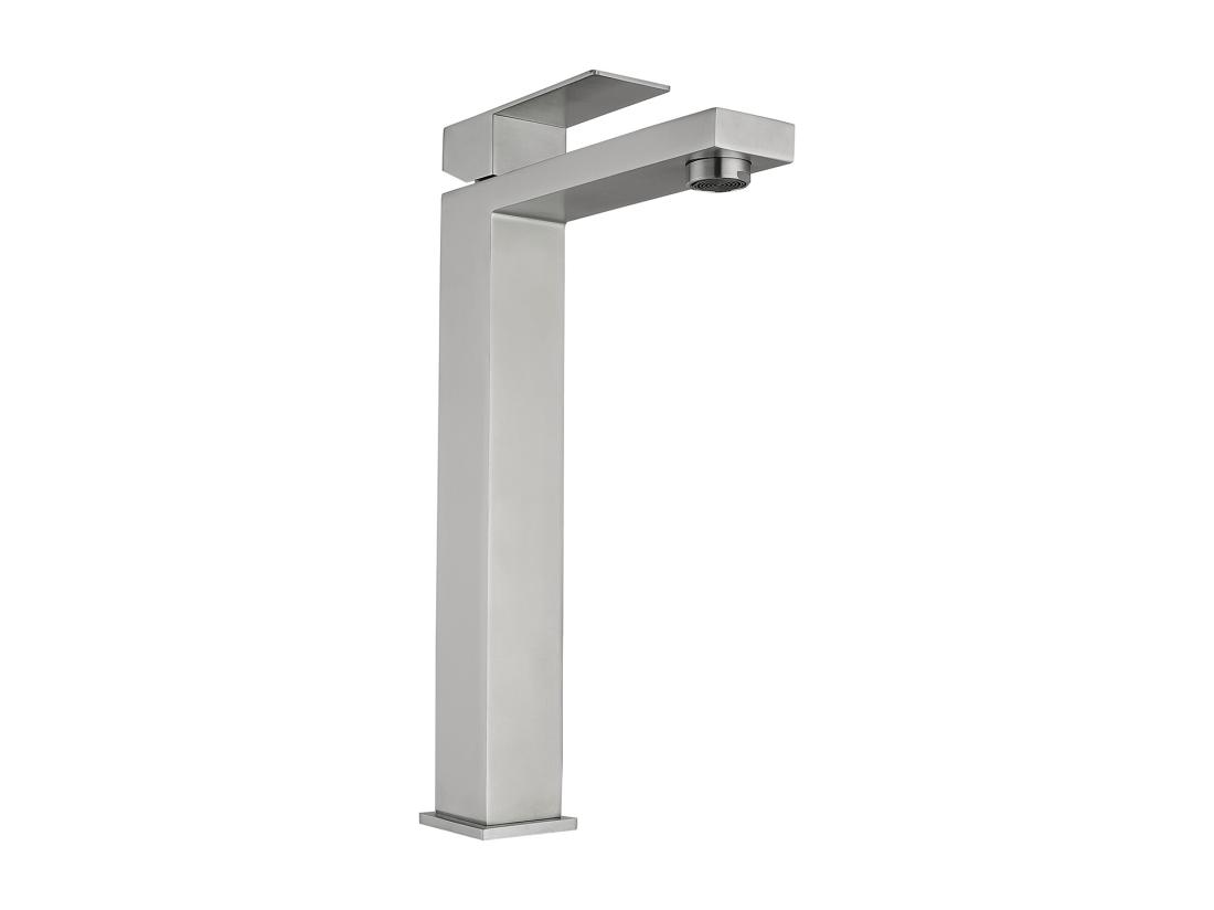 Vente Unique Robinet Mitigeur Mécanique Carré En Inox - Coloris Nickel Brossé - H31 Cm - CANILAS