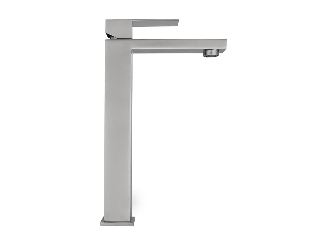 Vente Unique Robinet Mitigeur Mécanique Carré En Inox - Coloris Nickel Brossé - H31 Cm - CANILAS