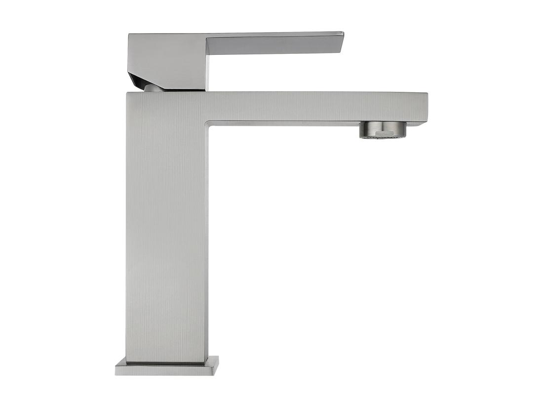 Vente Unique Robinet Mitigeur Mécanique Carré En Inox - Coloris Nickel Brossé - H17 3 Cm - CANILAS