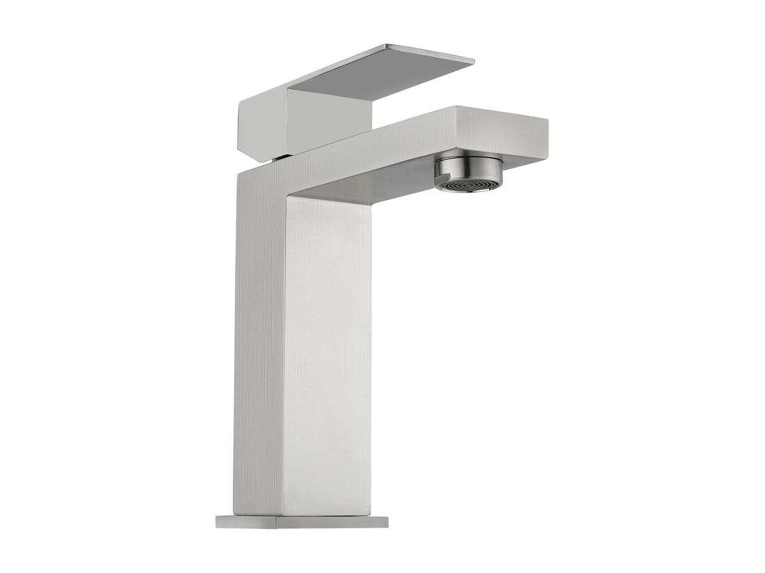 Vente Unique Robinet Mitigeur Mécanique Carré En Inox - Coloris Nickel Brossé - H17 3 Cm - CANILAS