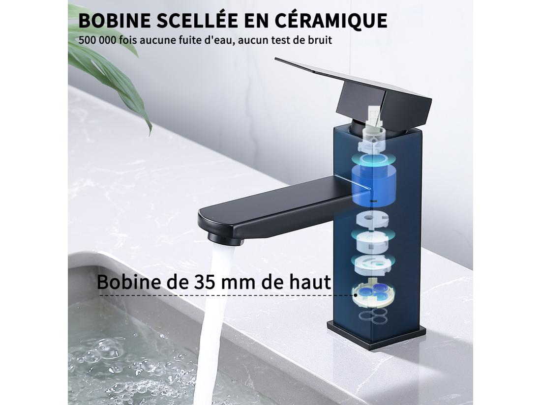 Vente Unique Robinet Salle Bain Noir Mitigeur Lavabo En Laiton Mitigeur Salle De Bain Contient Des Tuyaux Chauds Et Froids