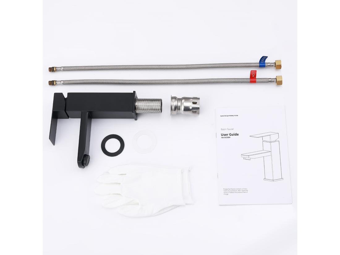 Vente Unique Robinet Salle Bain Noir Mitigeur Lavabo En Laiton Mitigeur Salle De Bain Contient Des Tuyaux Chauds Et Froids