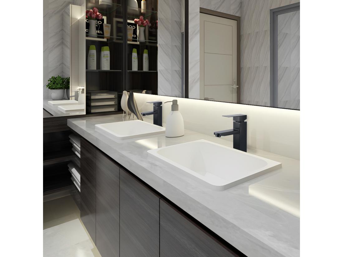 Vente Unique Robinet Salle Bain Noir Mitigeur Lavabo En Laiton Mitigeur Salle De Bain Contient Des Tuyaux Chauds Et Froids