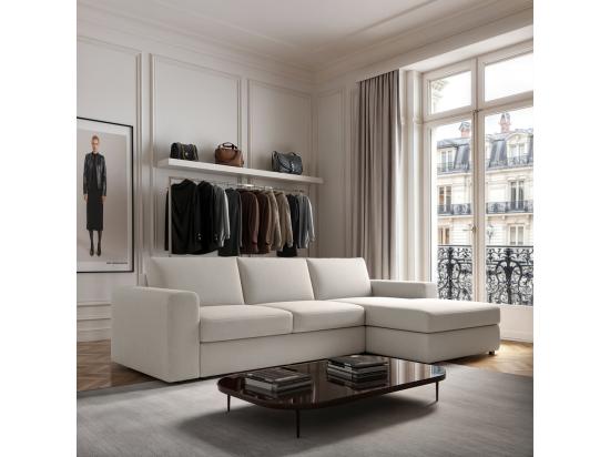 vente unique Rodier Grand canapé d'angle droit Baga crème