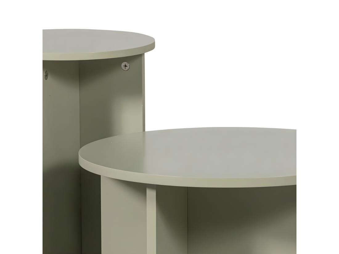 Vente Unique Ronny - Lot De 2 Tables D'appoint Rondes En Bois - Vert De Gris
