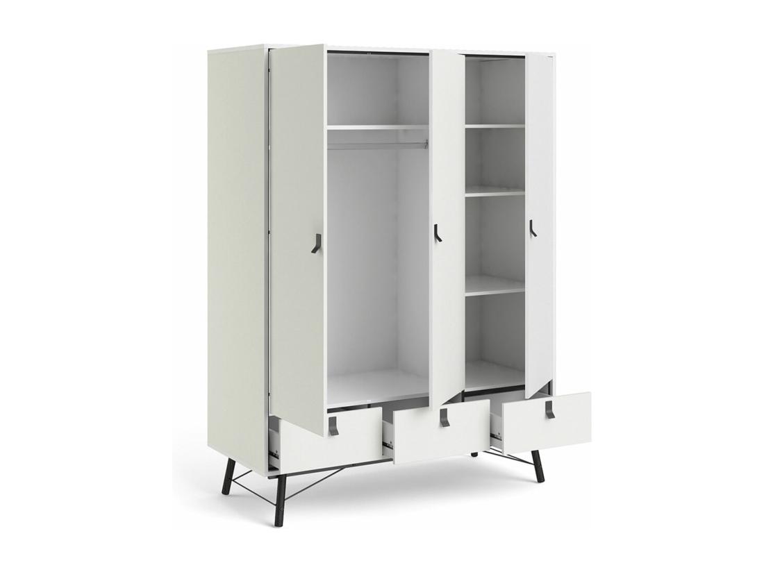 Vente Unique Rye Armoire 3 Portes 3 Tiroirs Blanc Mat