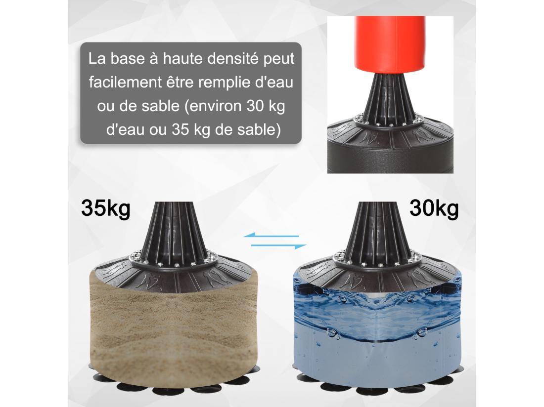 Vente Unique Sac De Frappe Boxe Autoportant Punching Ball Brunier 3 En 1 Revêtement Synthétique Dim. 88L X 48l X 155-205H Cm Rouge Noir