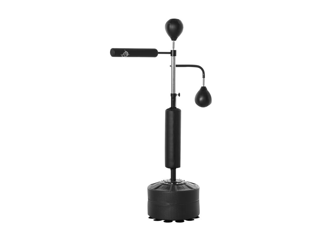 Vente Unique Sac De Frappe Boxe Autoportant Punching Ball Brunier 3 En 1 Revêtement Synthétique Dim. 88L X 50l X 160-230H Cm Noir