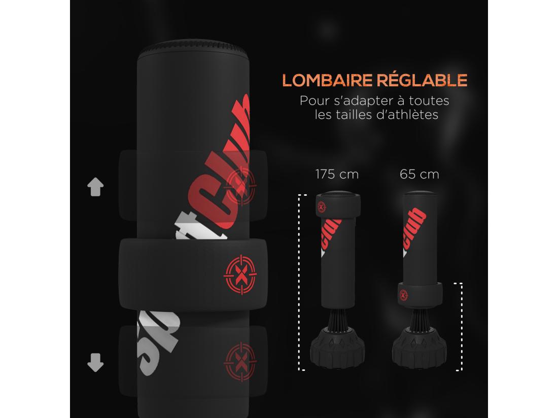 Vente Unique Sac De Frappe Boxe Sur Pied Punching Ball Autoportant Cible De Touche Réglable Ventouses Antidérapantes Noir