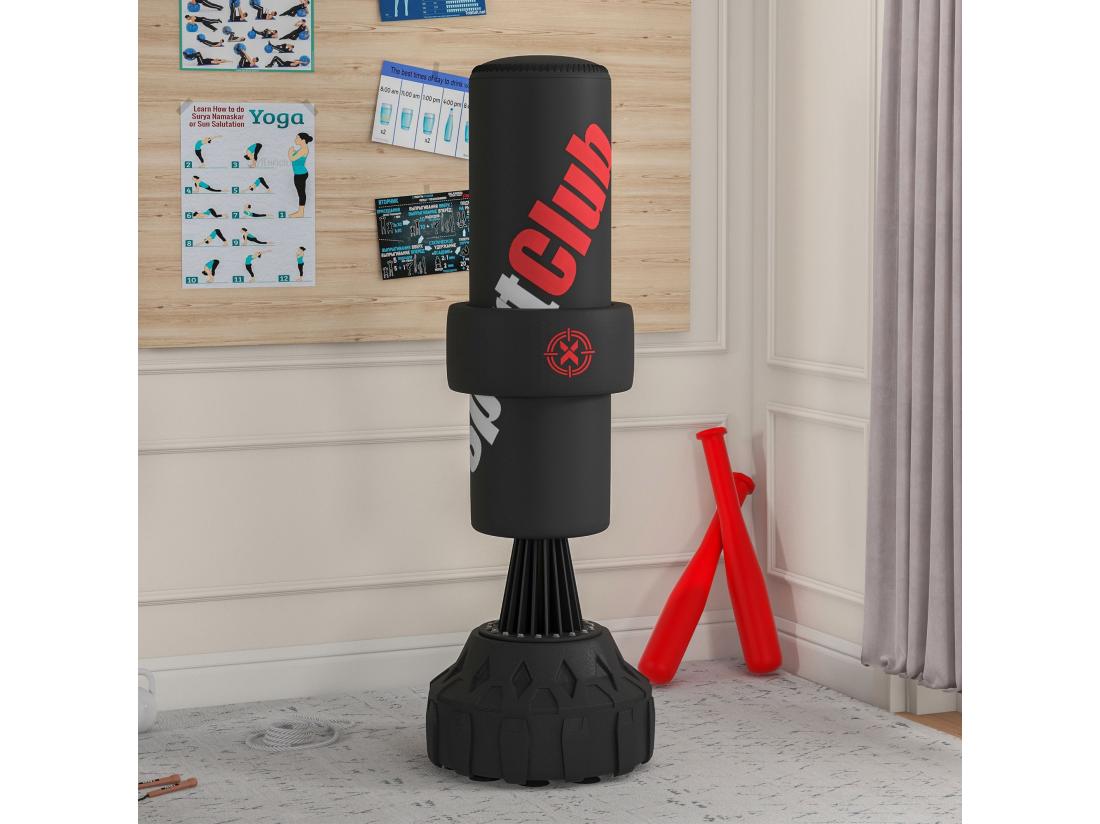 vente unique Sac de frappe boxe sur pied punching ball autoportant cible de touche réglable ventouses antidérapantes noir